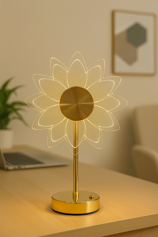 stunning Modern Golden Acrylic Sunflower LED Table Lamp