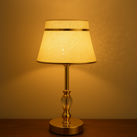 Elegant Crystal and Gold Metal Table Lamp