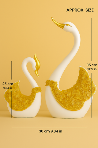 Luxurious Golden Swan Couple Showpiece