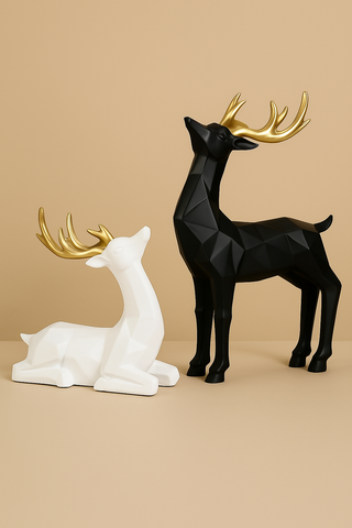 Monochrome Geometric Deer Couple Set