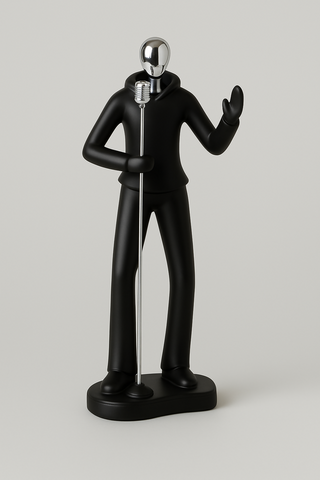Infuse your space with rhythm and creativity using this Black Resin Singer Figurine