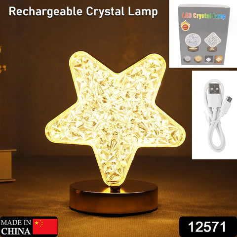 Star Shape Crystal Diamond Lamp Cordless Luxury Lamp with USB Rechargeable