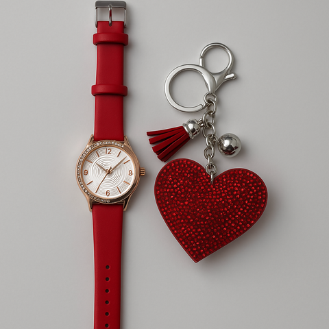 LoveCharm Duo — a stunning combination of a red leather wristwatch