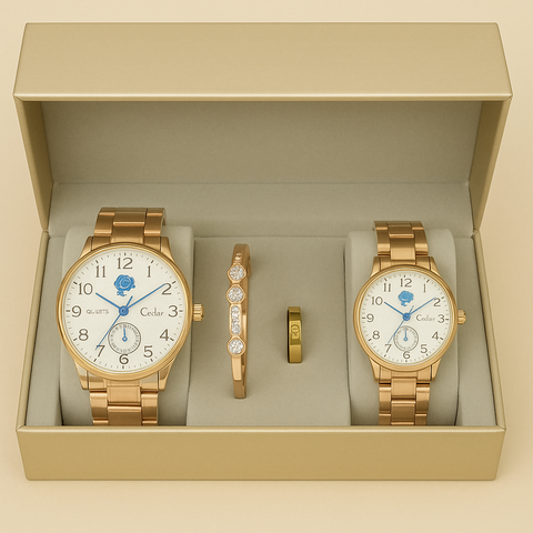 Timeless elegance for two—this exquisite watch set