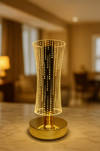 Modern 3D Acrylic LED Table Lamp with Gold Base