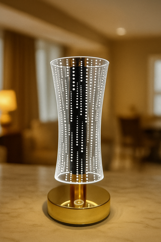 Modern 3D Acrylic LED Table Lamp with Gold Base