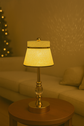 Elegant Crystal and Gold Metal Table Lamp