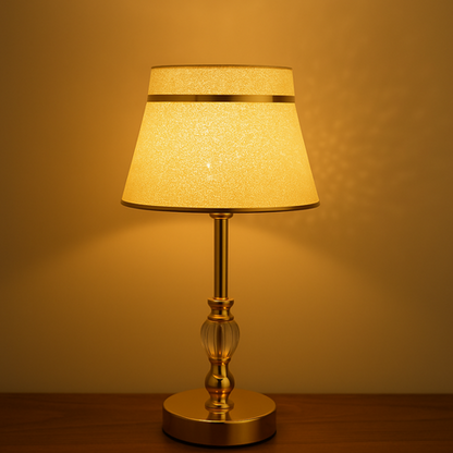 Elegant Crystal and Gold Metal Table Lamp