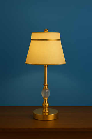 Elegant Crystal and Gold Metal Table Lamp