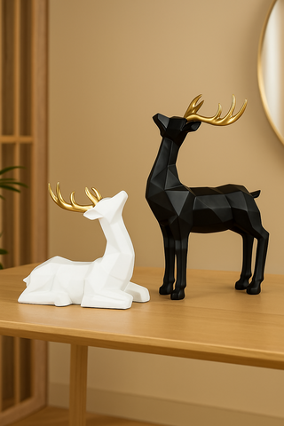 Monochrome Geometric Deer Couple Set
