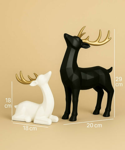 Monochrome Geometric Deer Couple Set