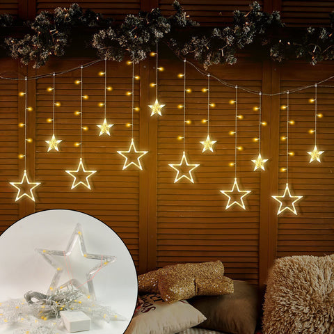 12 Stars LED Curtain String Lights with 8 Flashing Modes