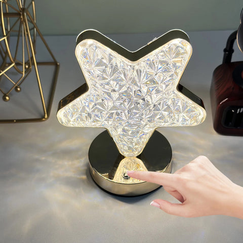 Star Shape Crystal Diamond Lamp Cordless Luxury Lamp with USB Rechargeable