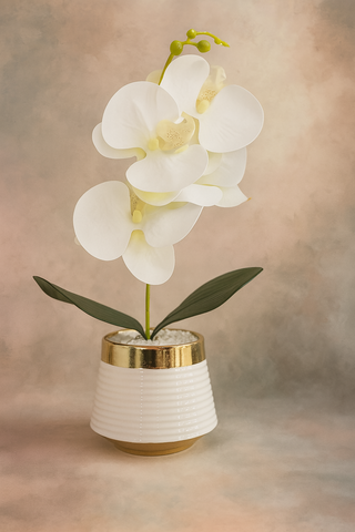 Elegant Artificial White Orchid Flower Plant