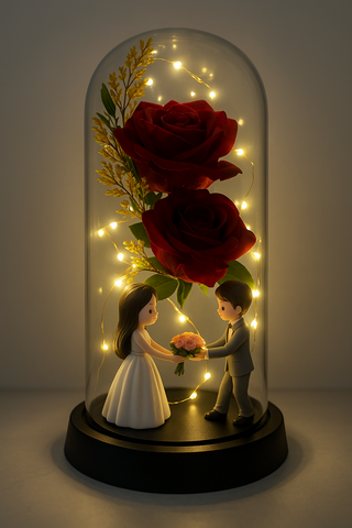 Romantic scene illuminated by soft fairy lights
