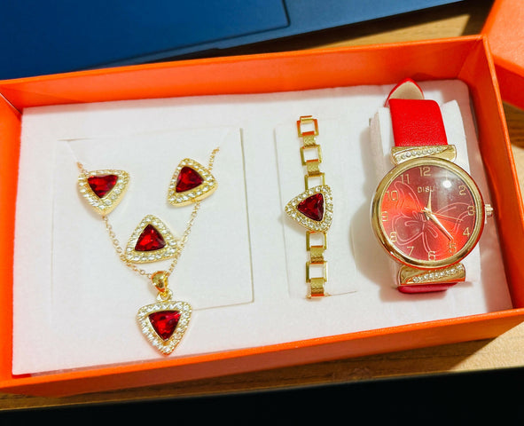 Premium 4-in-1 Women’s Jewelry & Watch Combo