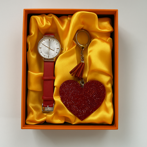 LoveCharm Duo — a stunning combination of a red leather wristwatch