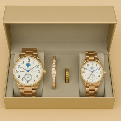 Timeless elegance for two—this exquisite watch set