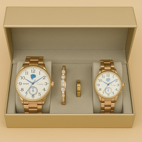 Timeless elegance for two—this exquisite watch set