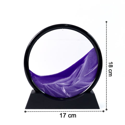 Moving Sand Art Picture Decor, 3D Deep Sea Sands cape Liquid Motion, Round Glass Frame Display Flowing Sand
