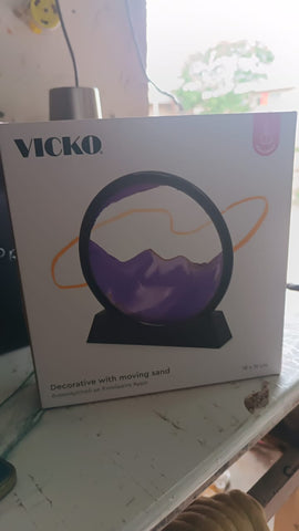 Moving Sand Art Picture Decor, 3D Deep Sea Sands cape Liquid Motion, Round Glass Frame Display Flowing Sand