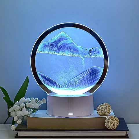5 Color Light Moving Sand Art Picture Round Glass 3D Deep Sea Sands cape in Motion Display